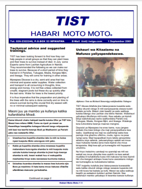 TIST Tanzania Newsletter - September 2001